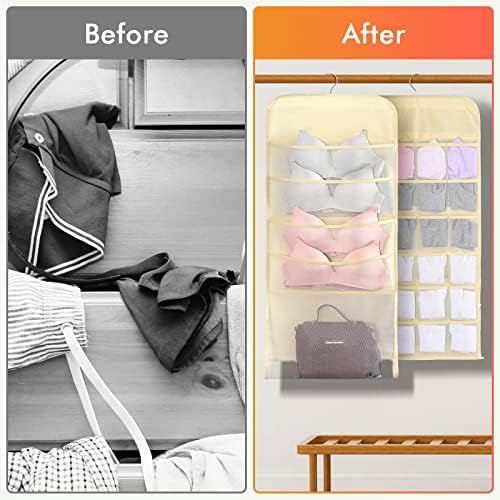 ELUCHANG Hanging Shelves Storage Organiser: 5 Shelves Wardrobe Closet Over Door Storage Organizer with 29 Side Pockets Foldable Wall Hanging Storage Organizer for Bedroom Clothes Toys 28x28x102cm