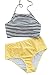 Cupshe Fashion Women's Stripe&Dot Printing Halter Bikini Set Beach Bathing Suit (L)