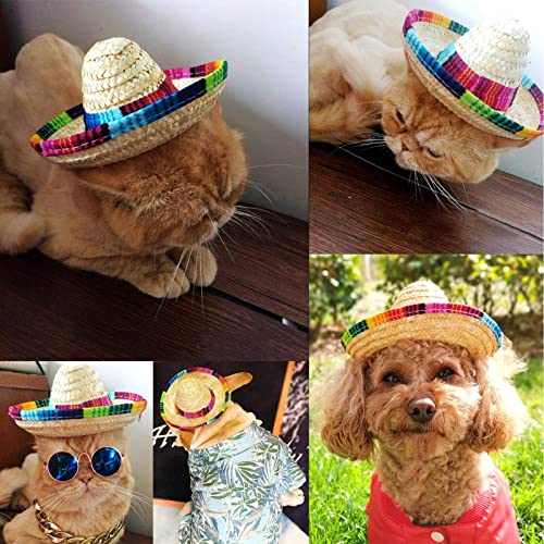 Dog Hat, Mini Sombrero Mexican Hats, Classic Retro Pet Sunglasses And Adjustable Pet Chain, Pet Photo Suit, Pet Supplies For Small Dog And Cat(Straw Hat) #TOP6
