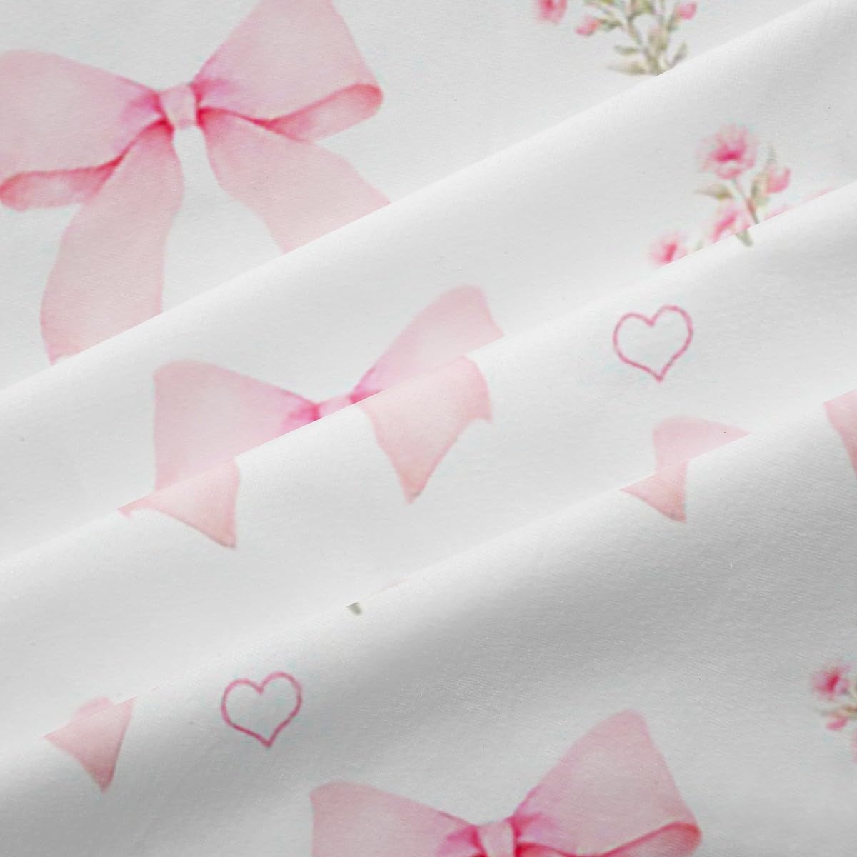 Erosebridal 2 Panels,42"x90" Bowknot Curtain for Girls Kids,Girly Pink Floral Heart Shaped 100% Blackout Window Curtain for Child Living Room Dorm Bow Ribbon Dreamy Princess Style Window Treatments