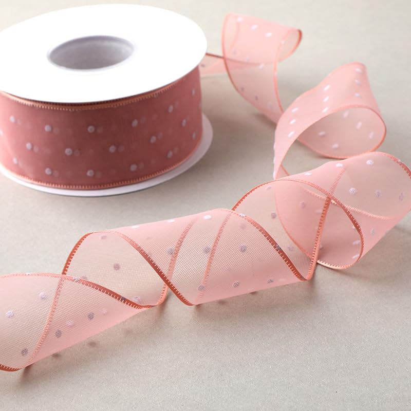 Nastro Nastro di seta 4CM * 10/20Yard Dot Nastro di seta chiffon stampato blu chiaro for confezioni regalo Bouquet di fiori Nastro da imballaggio for la lavorazione del nastro Invito(Red,4CM*20)