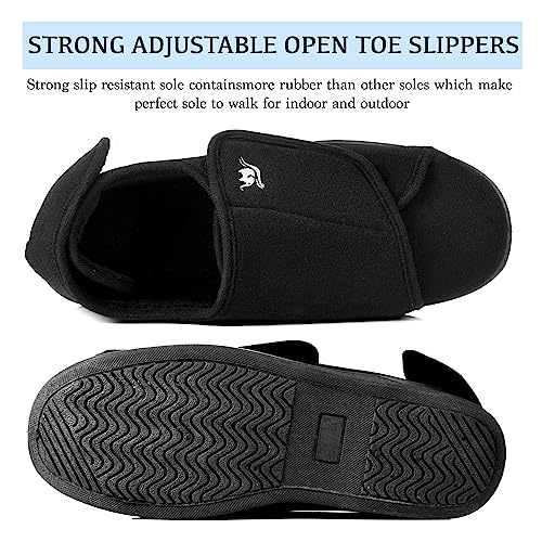 European Softest Men's Wide 80-D Memory Foam Diabetic Slippers On Slipper Breathable Washable Indoor/Outdoor House Shoe W/Anti Slip Sole (12, Black) #TOP4