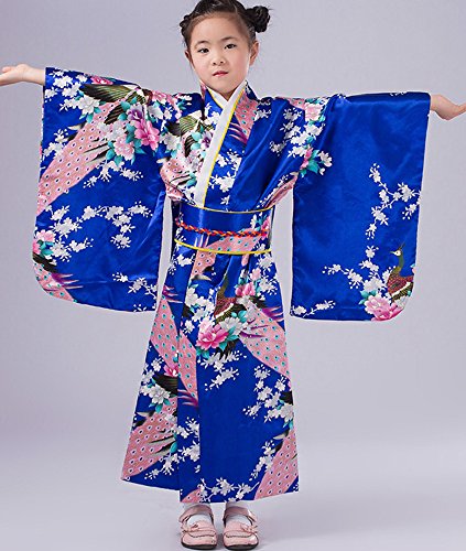 CRB Womens Girls Kimono Japanese Asian Top Dress Robe Sash Belt Fan Set Outfit miniatura 2