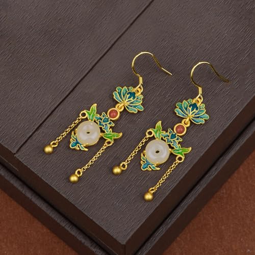 Boucles d'oreilles en jade de Hetian légères pour oreilles sensibles des femmes