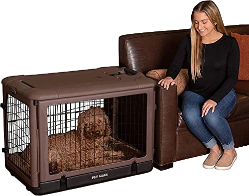 Pet Gear “The Other Door” 4 Door Steel Crate For Dogs/Cats With Garage-Style Door, Includes Plush Bed + Travel Bag, No Tools Required, 3 Models, 3 Colors #TOP10
