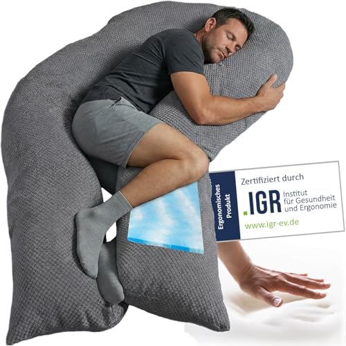 Traumreiter Seitenschläferkissen Visco XXL PRO, ergonomisches Full Body Builder Männer Schlafkissen, orthopädisches Nackenkissen, Seitenschläfer Kissen Memory Foam Lagerungskissen Ergonomie geprüft
