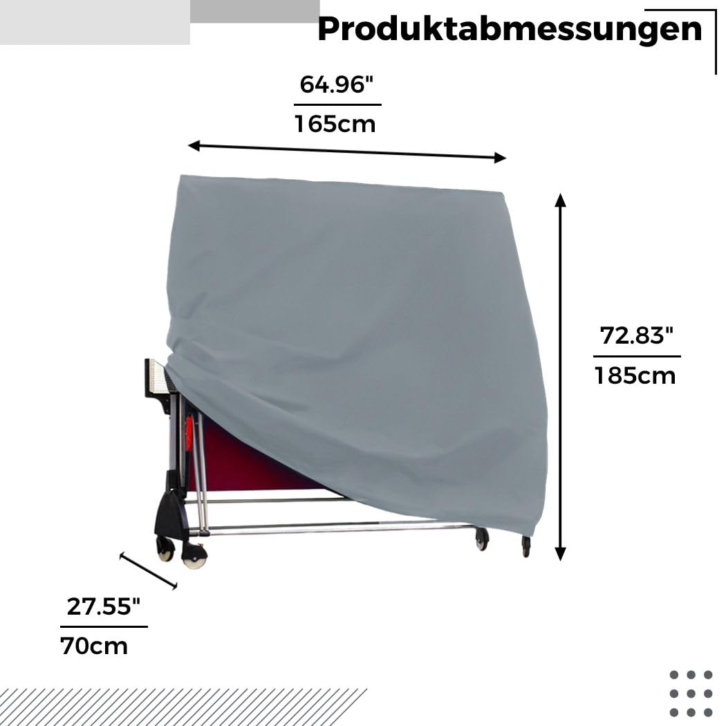 Tkanina poliestrowa 210D wodoodporna osłona, tenis stołowy pasuje do tabel o regulowanych rozmiarach do ochrony przed każdą pogodą, 60 x 150 x 180 cm, pokrowiec na ponga stołowego