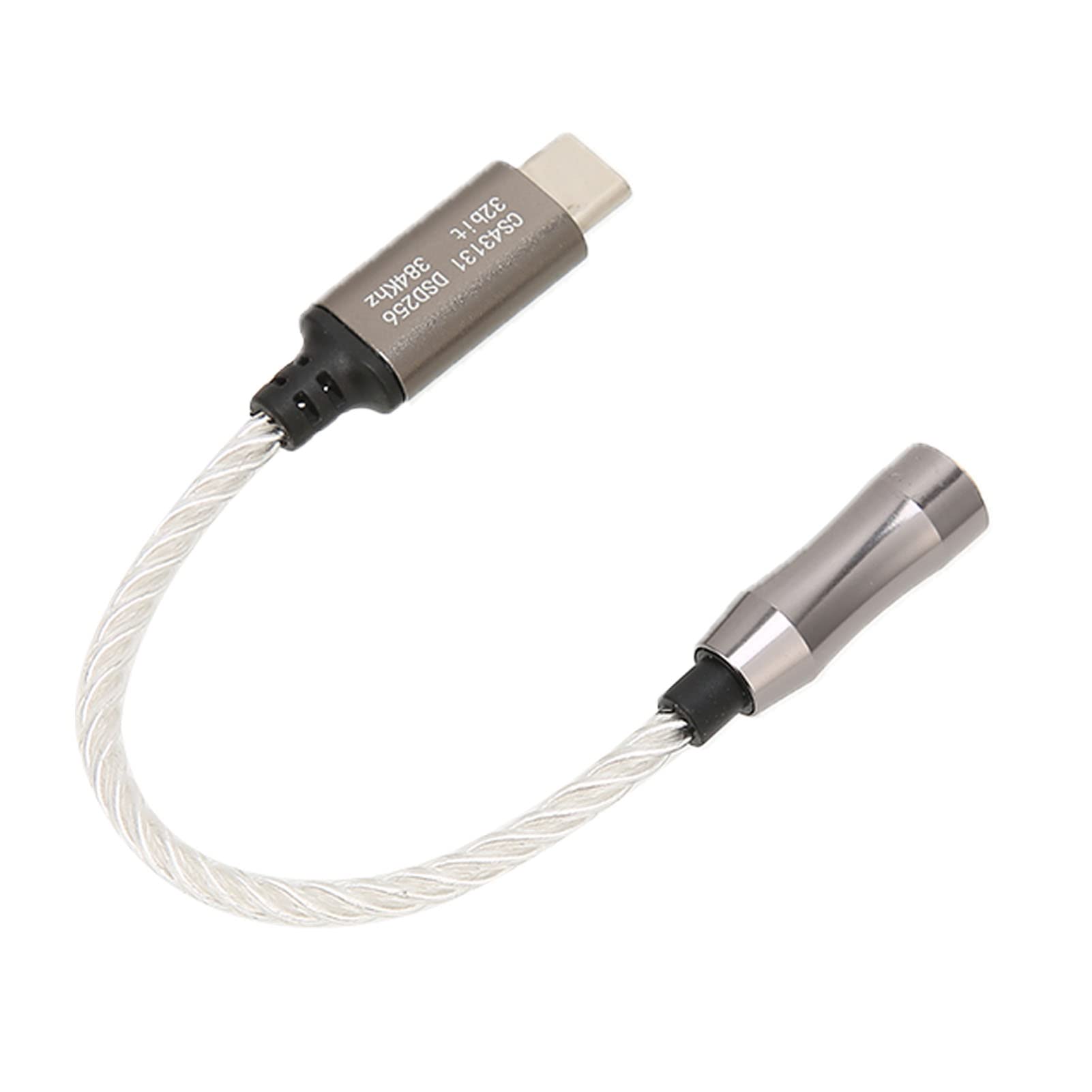 FUZHUI Type C to 3.5mm Headphone Amplifier Adapter, 15cm/5.9in, 120dB SNR, High Resolution Audio with CS43131 Chip, Supports PCM 32bit/384khz and DSD64/128/256, for Android and PC (Silver)