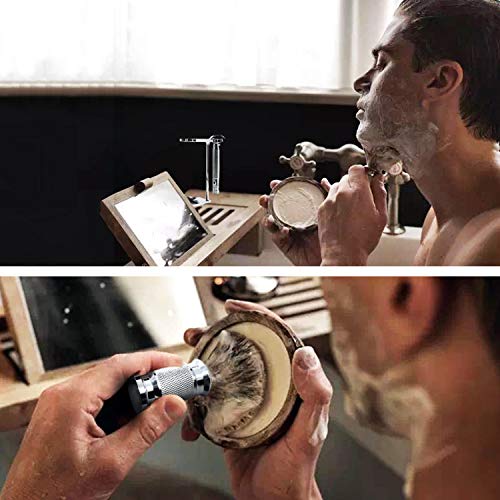 Jolitac Wet Shaving Kit For Men - Badger Hair Shaving Brush, Shaving Stand, Stainless Steel Shaving Bowl Mug, Double Edge Safety Razor, Men's Safety Razor Grooming Gift Set (Silver) #TOP2