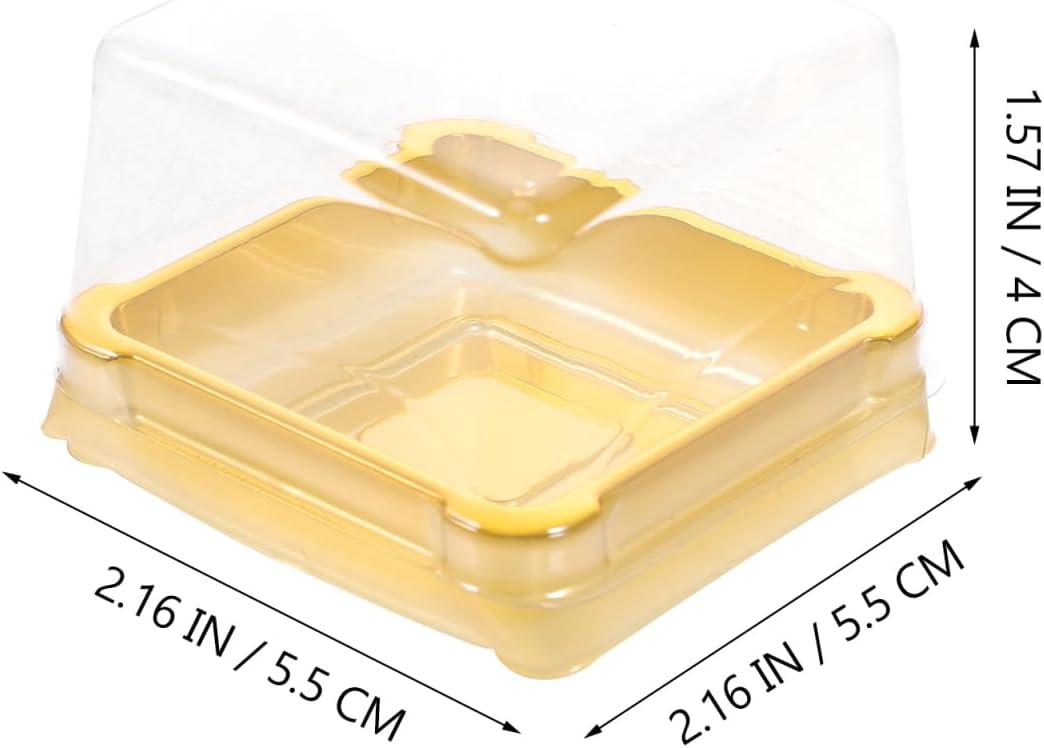 Housoutil Square Mini Cake Boxes 50 Pack Clear Plastic Food Storage Containers with Lids 2.16 X 2.16 X 1.57 Inches for Cupcakes Egg-Yolk Puff Pastry Storage