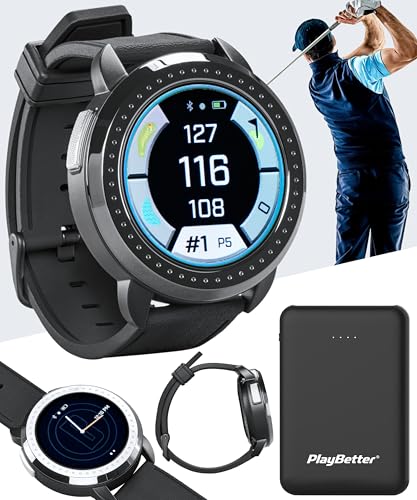 Bushnell iON Elite (Black) Golf GPS Watch Bundle - Color Touchscreen Smartwatch with 12+ Hours Battery Life, 38K Courses & Slope Distances with PlayBetter Portable Charger & Screen Protectors