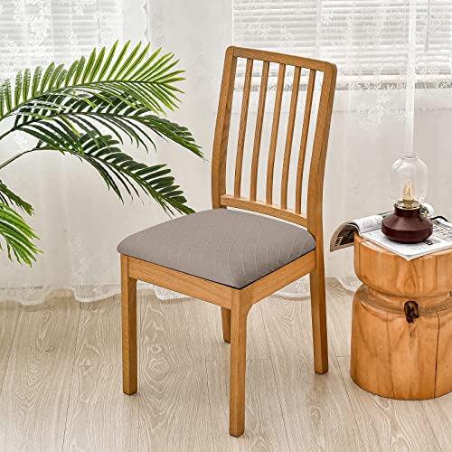 Leorate Waterproof Seat Covers For Dining Room Chairs Covers Stretch Jacquard Dining Chair Cover Removable Washable Kitchen Chair Covers (Taupe, 6 Pcs) #TOP6