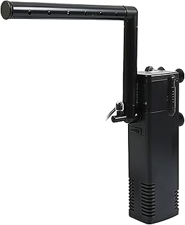BAIFULAI 8W Aquarium Filter: 600L/H Einstellbarer Durchfluss Aquarium Innenfilter für Tank bis zu 80L, Starke Strömung Leise Aquarienfilter für Wasseraufbereitung und Sauberkeit im Aquarium（Schwarz）