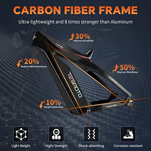 Tesgo Hunter Electric Bike For Adults - 1000W Bafang Motor 95N.m Electric Bike Torque Sensor Ebikes For Adults 26’’ X 4.0’’, 48V 17.5Ah Removable Battery Carbon Fiber Ebike W/Hydraulic Brakes #TOP6