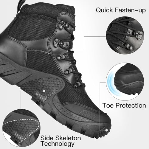 FREE SOLDIER Men's Waterproof Hiking Boots Tactical Work Boots Outdoor Lightweight Military Boots4