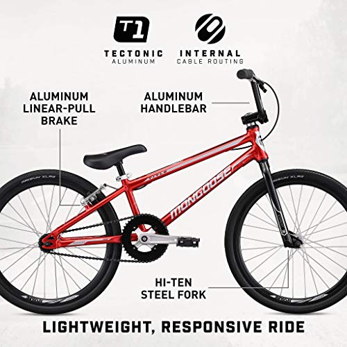 Mongoose Title Expert Bmx Race Bike, 20-Inch Wheels, Beginner To Intermediate Riders, Lightweight Aluminum Frame, Internal Cable Routing, Red #TOP4