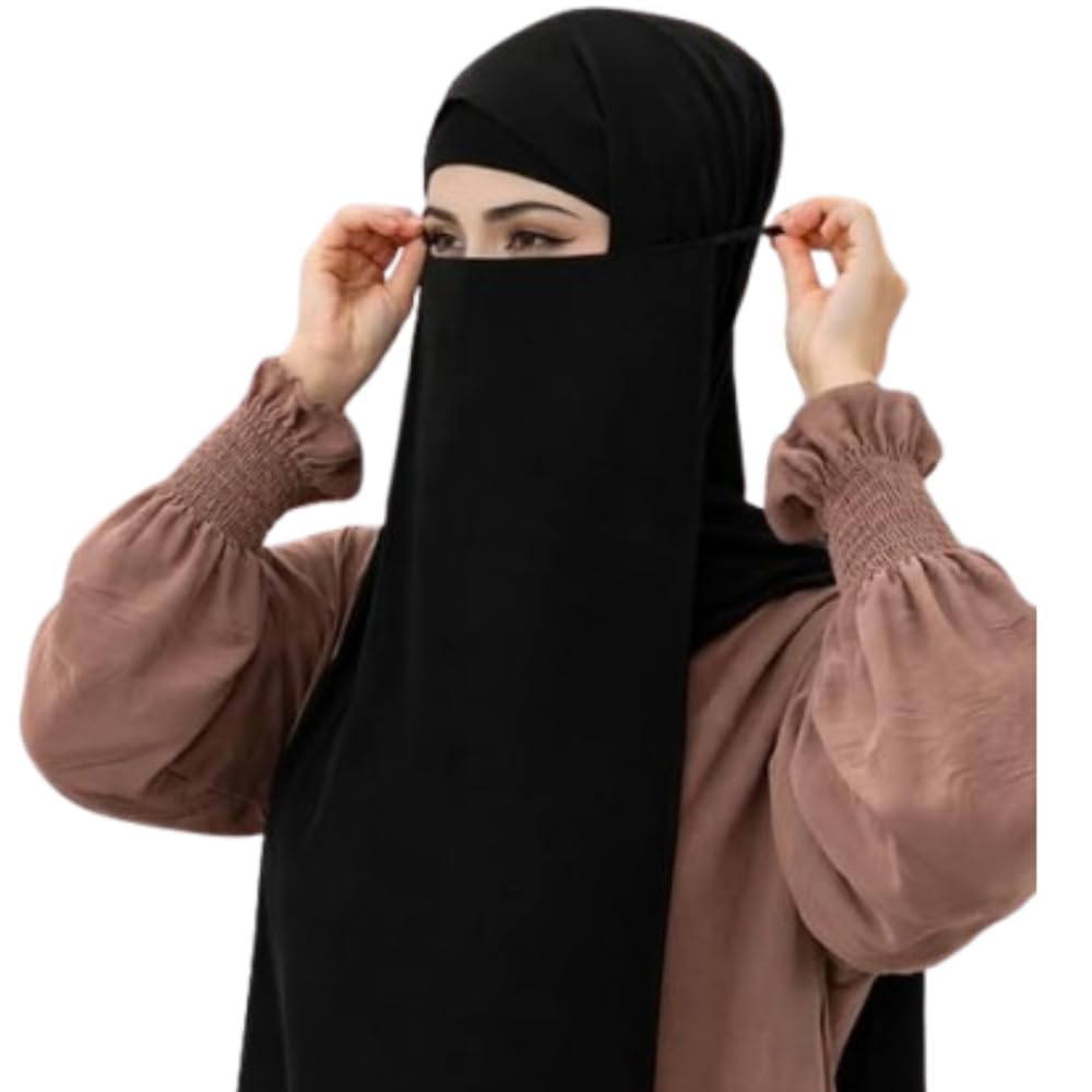 NAJMA Nikab Luxe en Soie de Médine – Voile Intégral Premium pour Femme Musulmane – Finition Haute Couture, Tissu Ultra Doux & Léger – Confort Élégance & Pudeur