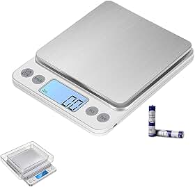 Balança Digital de Precisão para Cozinha 0,1g a 2kg Mini Inox Tara Visor LCD Pilhas Inclusas Confeitaria Café Especial Joias Suplementos Portátil 6 Unidades de Medida