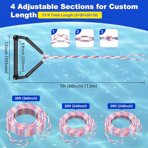 SELEWARE Wakeboard Tow Rope 75ft Adjustable Water Ski Rope with Handle by SELEWARE - Image 6