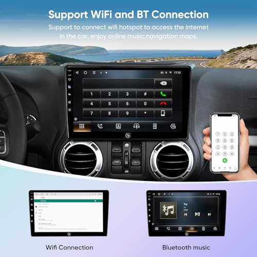 Car Stereo Radio Replacement Upgrade for Jeep Wrangler JK 2007-2018 Dodge Ram Pickup 2009-2012 Wired Wireless CarPlay Android Auto (Blue) by AINAVI - Image 5