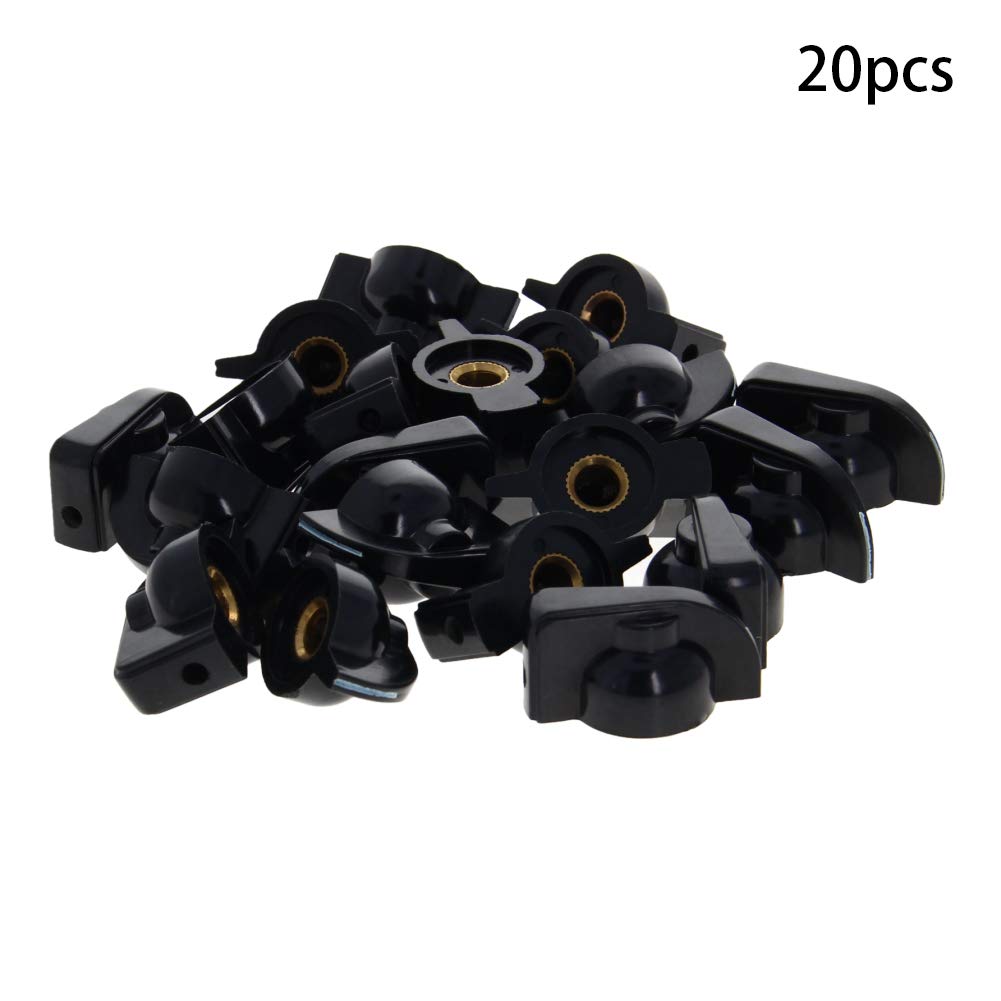 Heyiarbeit 20 Pcs 6mm Potentiometer Volume Control Knobs Insert Shaft Plastic K7-1 Cap Black