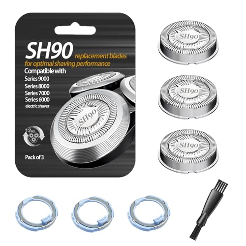 SUPERNB SH90 Shaving Heads for Series 9000 8000 7000 Electric Shaver Blades DualRing Mesh Technology for Efficient Shave Fits S9xxx/S8xxx/S7xxx 3 Pack