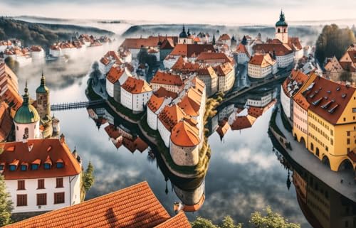 Décoration murale Cesky Krumlov grande affiche toile 58x90cm sans cadre pour grand mur
