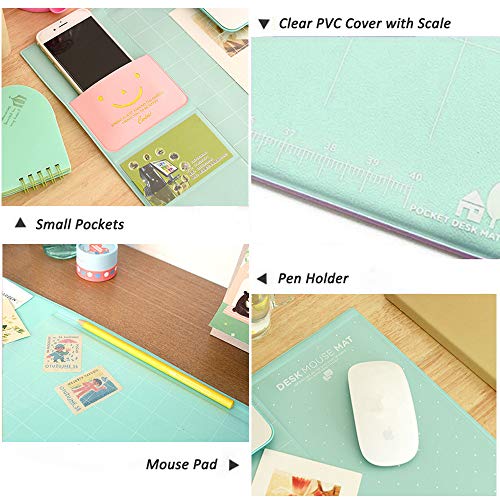 Desk Mats Large Size Gaming Mouse Pad Protector Laptop Desk Pads With 2021 Calendar, Pockets And Dividing Rule Scale (Green) #TOP2