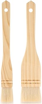 Youyole 2 Pcs Flat Hake Paint Brushes Watercolor Glaze Brushes for Pottery, Artist Painting Set with Sheep Hair Bristle for Wash Ceramic Oil, 1 Inch, 2 Inch
