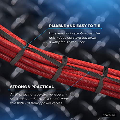 9-Ply Black Waxed Twine 1500 Feet/500 Yard Wax Lacing Cord Nylon (210D Polyester) - 160 Lbs Tensile Strength Black Twine String For Crafts, 1-Roll #TOP3