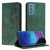 Fatcatparadise Cover per Samsung Galaxy M52 5G, Custodia Samsung M52 5G, Cover Samsung M52 5G, Cover a Libro Wallet in Pelle Portafoglio Magnetica Flip Telefono Case per Galaxy M52 5G (Verde)