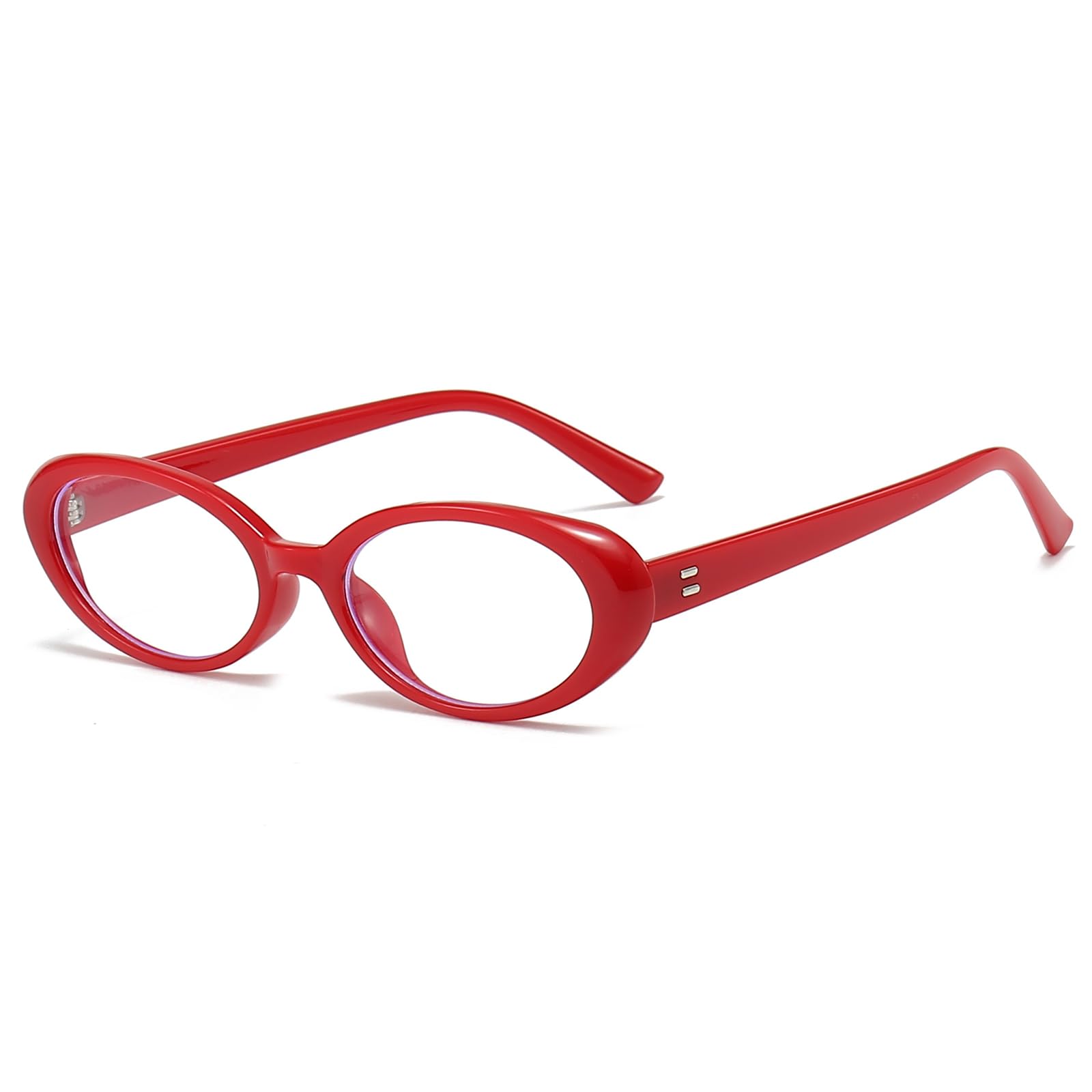 LJCZKA Oval Blue Light Blocking Glasses for Women Men Retro Small Oval Frame Glasses Fashion Computer Gaming Eyeglasses (Red)