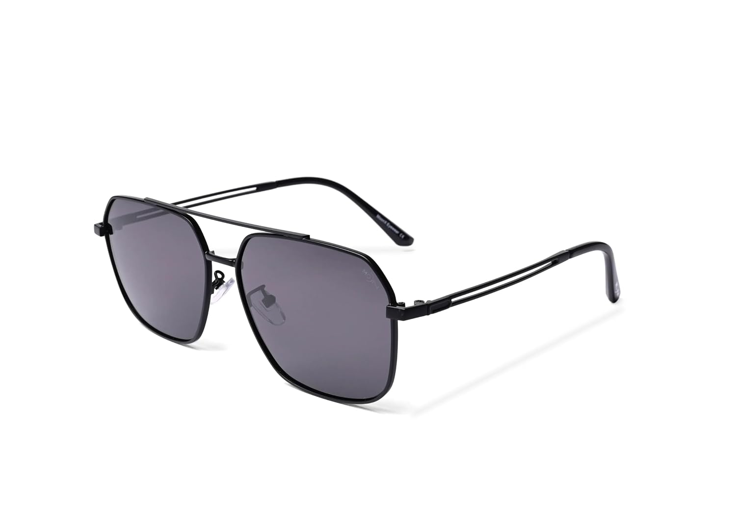 MOONX Reflector S1 Polarised Square Sunglasses for Men & Women | Black Metal Frame | Black Lens | Stylish Unisex Eyewear f...