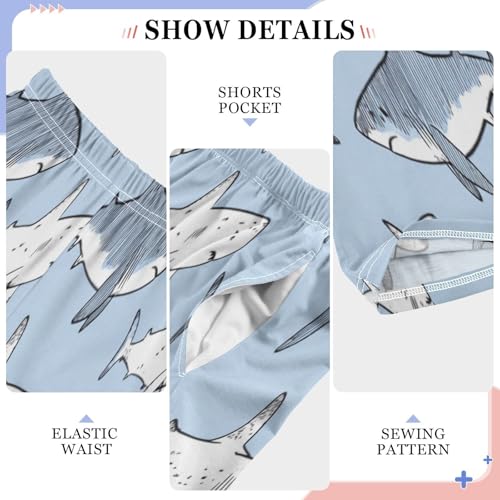 Simple Pattern Cute Sharks Pajama Pants Soft Lounge Sleepwear PJ Bottoms with Elastic Waist Ages 6–14 Years4
