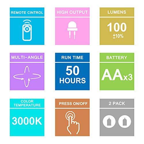 Image of LUXSWAY Wirelss Spotlights, Battery LED Lights Remote and Timer, Dimmable Accent Lights, Picture Lights with Rotatable Lights Head, Stick Indoor for Closet Painting Artwork -100 Lumens 2Pack