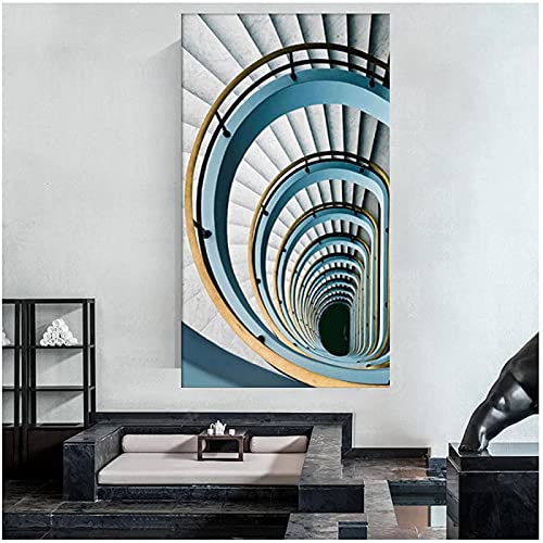 Afbeelding op canvas 60 x 120 cm zonder lijst abstract modern gebouw schilderij kunstdruk op canvas Wall Art poster foto… - Image 3