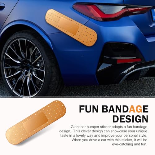 Image of Funny Car Bandaid Sticker, 24.02 inch x 6.29 inch Giant Waterproof Vinyl Bandaid Decals for Scratches /Dents, Universal Scratch Cover Bumper Stickers (Large Size, Yellow)