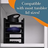 Vista 3 de Estante organizador de tapa compatible con Yeti Rambler y vasos, organizador de 5 tapas que se adapta a la mayoría de tamaños de tapas de vasos, más