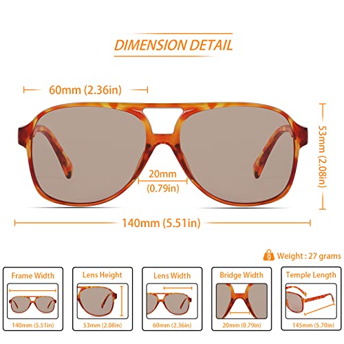 Image of Freckles Mark Vintage Retro 70s Sunglasses for Women Men Classic Large Square Aviator Trendy Glasses