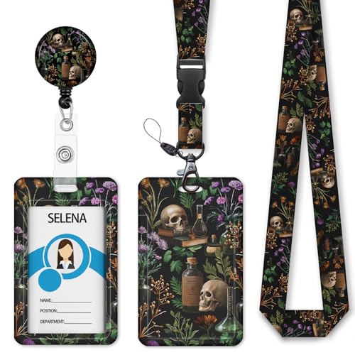 Cordon pour badges et porte-carte style floral gothique, cadeau parfait pour enseignant
