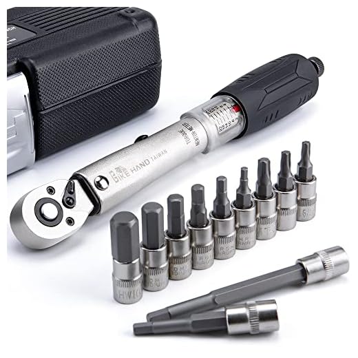 Bikehand 1/4 Inch Drive Click Torque Wrench Set – 2 to 22 Nm – Bicycle Maintenance Kit for Road & Mountain Bikes, Motorcycle Multitool - Includes Allen & Torx Sockets, 4mm 5mm Extension Bar & Storage