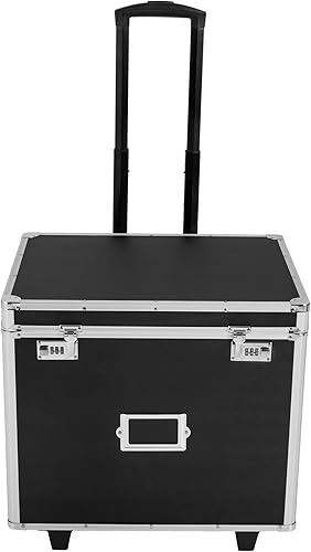 Gdrasuya10 Caja de almacenamiento de archivos portátil con asa, carrito con cerradura con ruedas, organizador de archivos de letras de metal, caja
