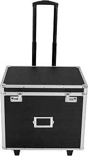 Portable Locking File Storage Box, Aluminum Alloy File Lock Box with Telescopic Handle, Mobile Busniness Case, File Cabinet for Office Home,Offices, Hospitals, Banks, 19.2x 15x 16 inches, Black