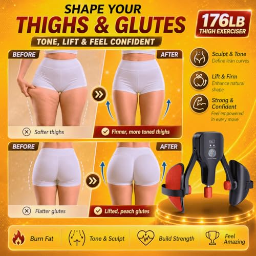 Thigh Trainer for Women & Men, 176LB Adjustable Pelvic Floor Exercise Equipment with LED Display Counter and Resistance Indicator, Inner Thigh Exerciser for Home Gym, Glutes, Legs & ARMS by MGP - Used condition - Image 5
