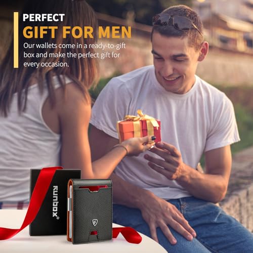 Image of RUNBOX Mens Slim Wallet with Money Clip RFID Blocking Bifold Credit Card Holder for Men with Gift Box