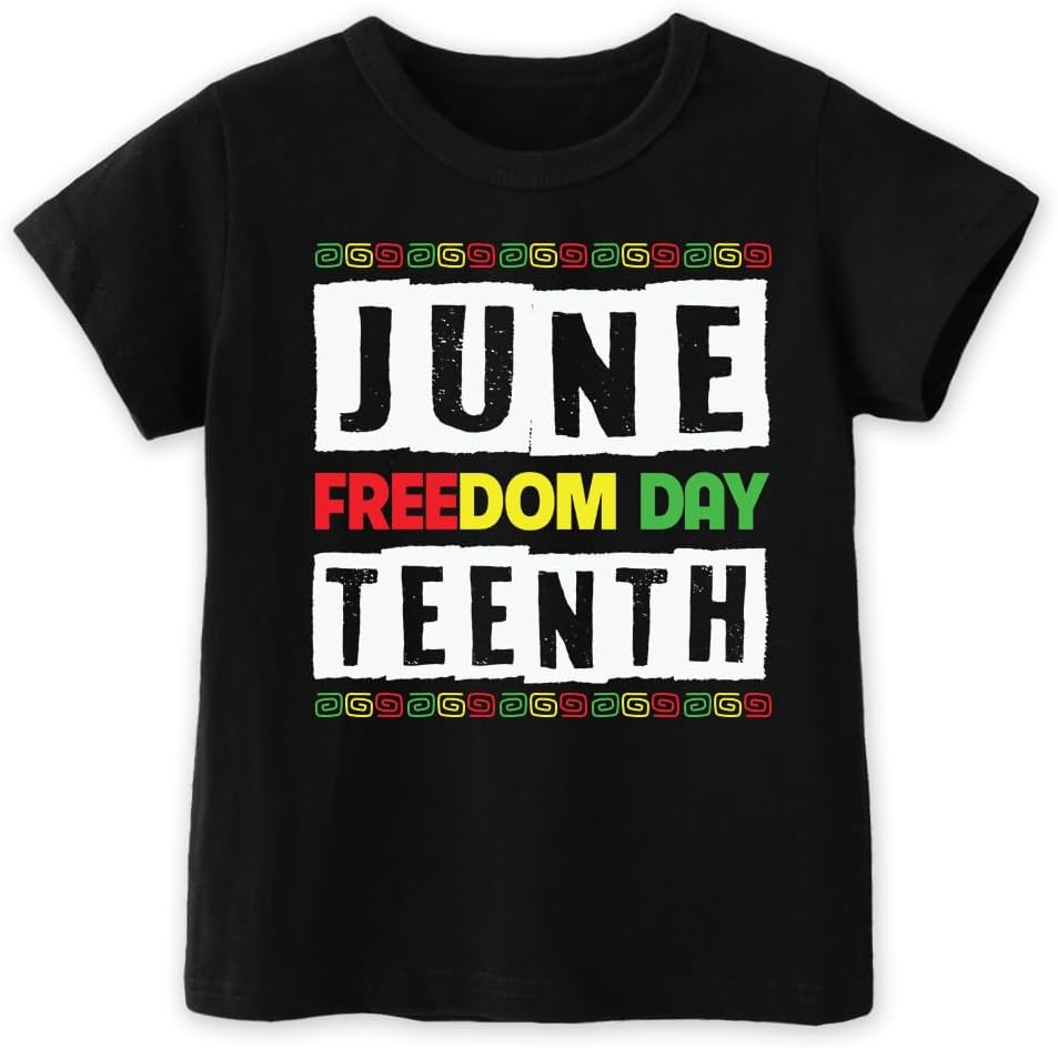 Juneteenth Shirts for Kids Todder Boys Girls, African American History Shirts 1865 Peace Love Tees 2-8T