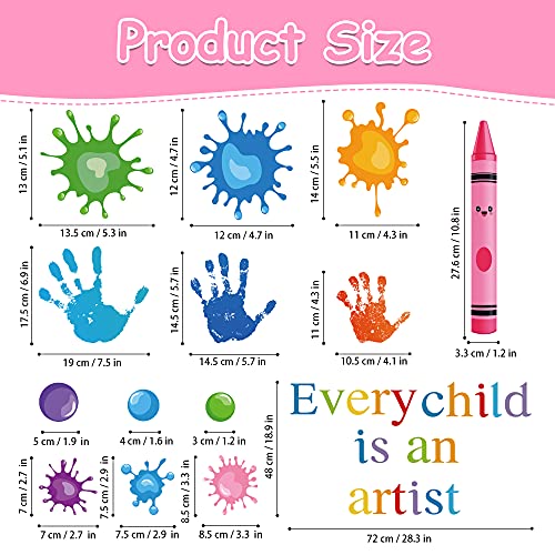 Every Child Is An Artist Wall Decals Watercolor Crayon Paint Splatter Wall Decal Handprint Polka Dots Splash Wall Stickers Colorful Peel And Stick For Classroom School Nursery Playroom Daycare Decor #TOP1