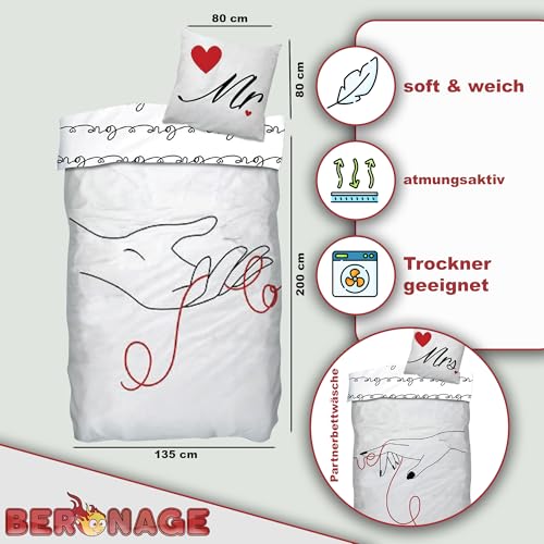 Juego de ropa de cama Mr & Mrs BERONAGE con cremallera 135x200cm 3