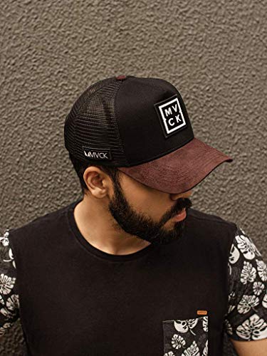 Boné Trucker Mvck Madrid Camurça Preto Aba Curva