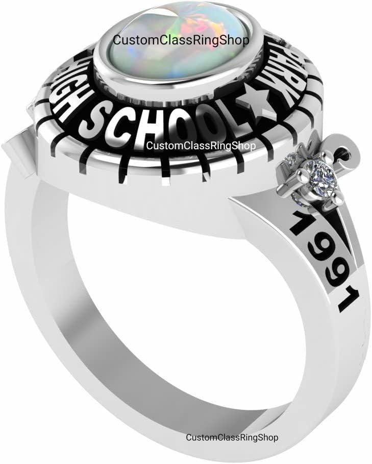 Class of 2025,2026,2027 OPAL Classring,Best Stone Custom School Class ring jewelry for woman in silver 925
